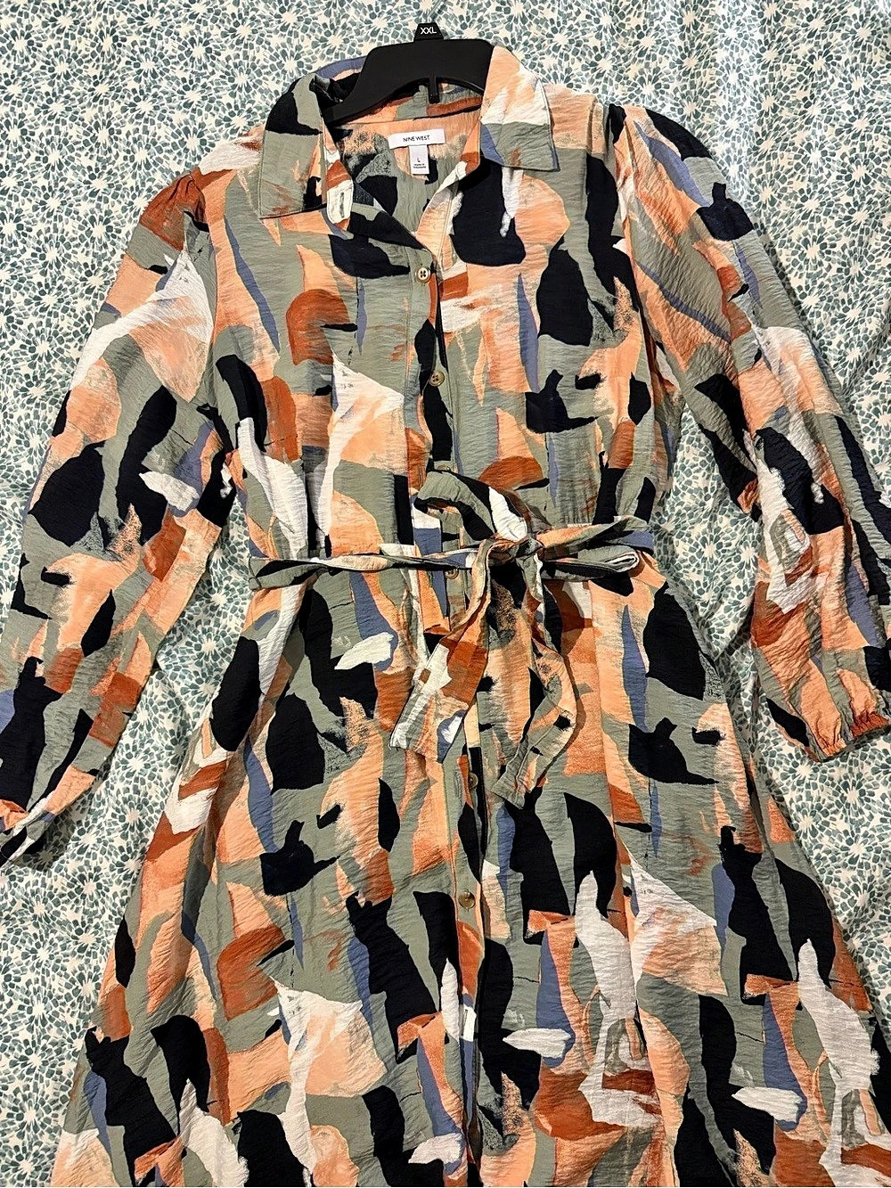 Nine West Abstract Print Maxi Dress Size Large Like New